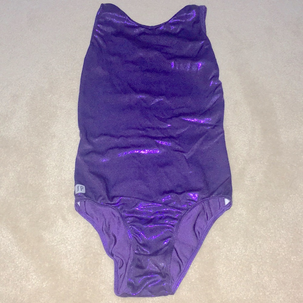 Sylvia P purple shimmer gymnastics leotard